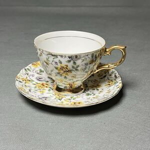 Vintage Napco China - Yellow Rose Floral Tea Cup and Saucer  IDD321 - EUC